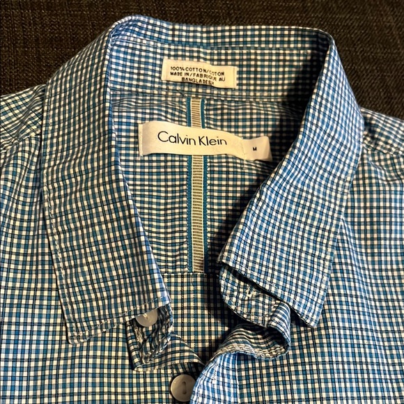 Medium Calvin Klein Men's Blue plaid Shirt - Picture 3 of 4